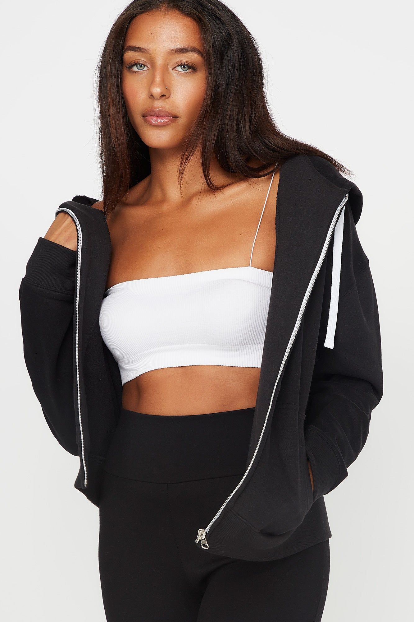 Relaxed Zip-Up Hoodie sold by Charlotte Russe product image thumbnail 2