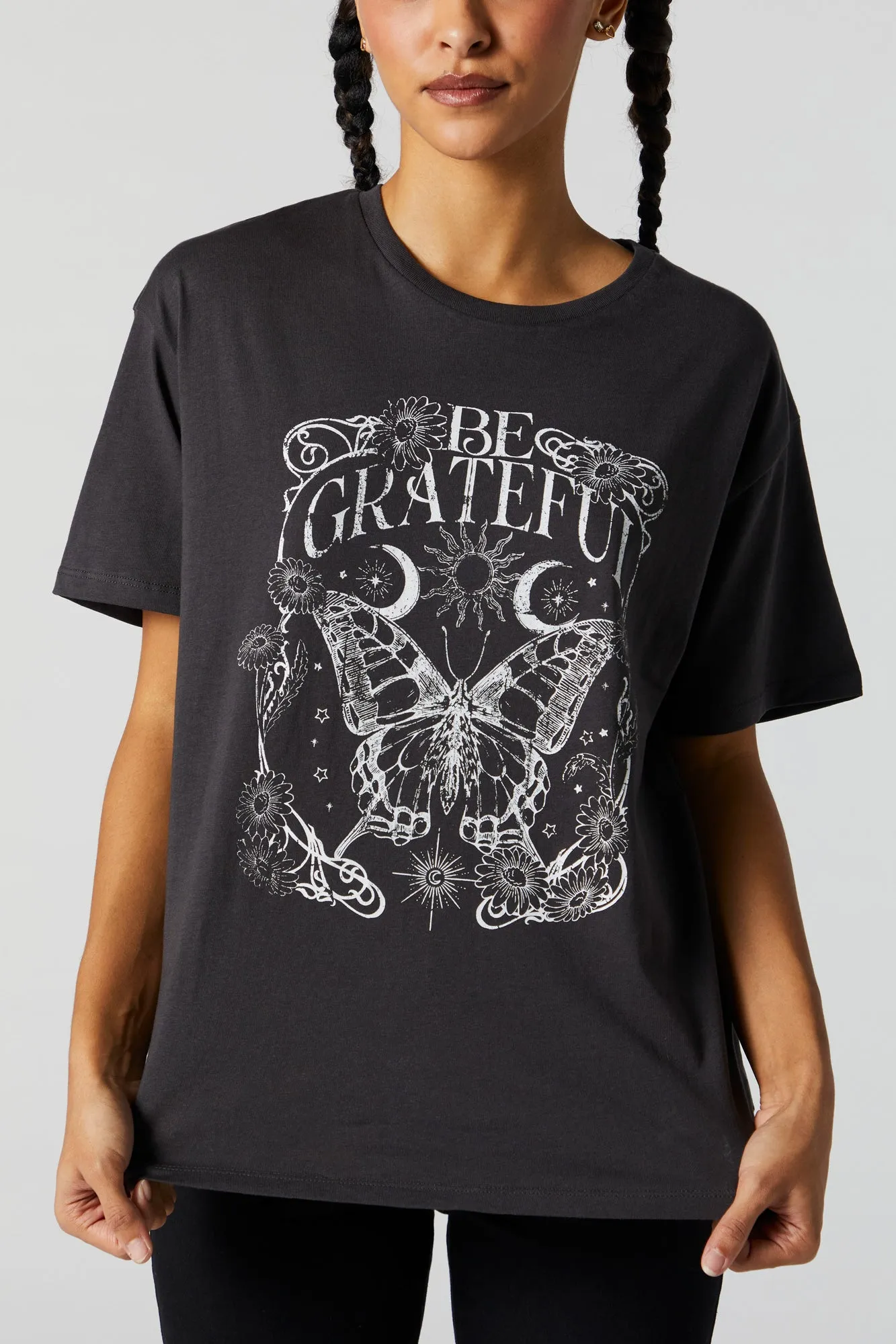Be Grateful Graphic Boyfriend T-Shirt sold by Charlotte Russe product image thumbnail 4