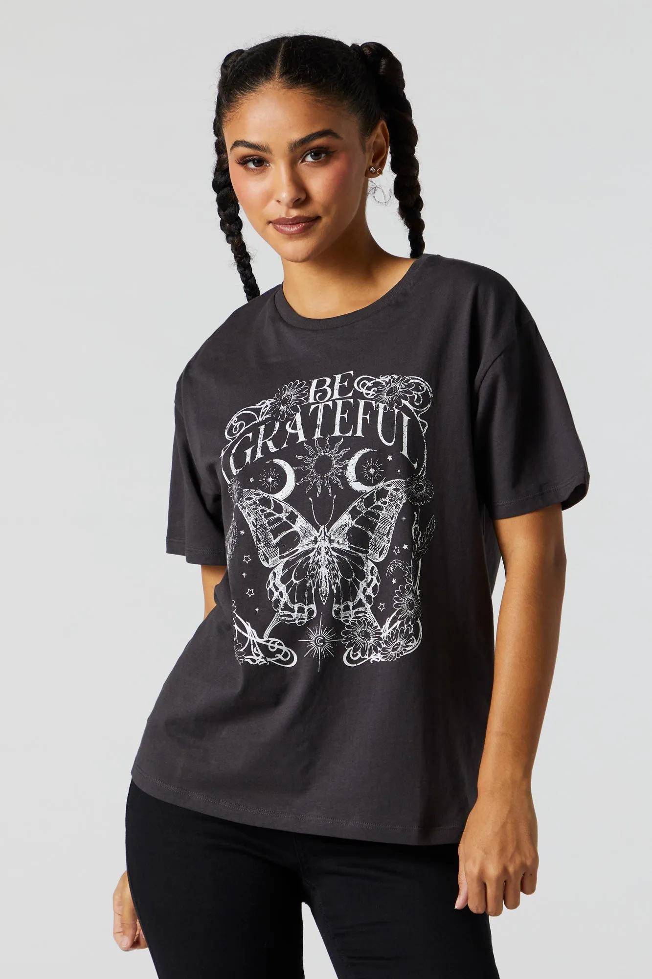 Be Grateful Graphic Boyfriend T-Shirt sold by Charlotte Russe