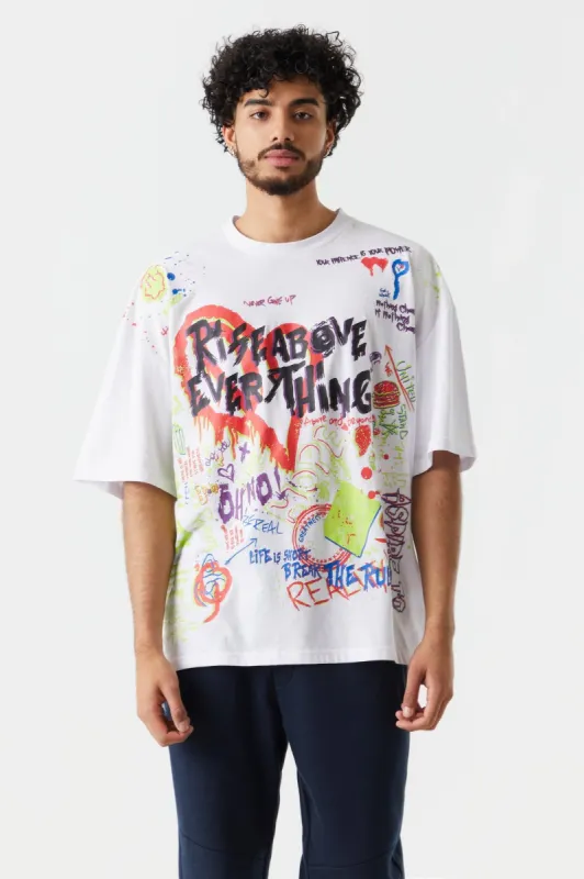 White Rise Above Anything Graphic T-Shirt sold by Charlotte Russe