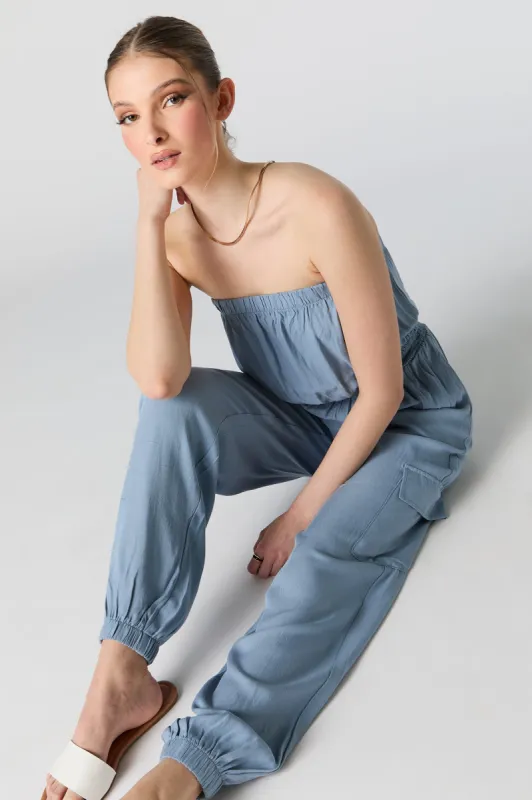 Strapless Cargo Jumpsuit sold by Charlotte Russe