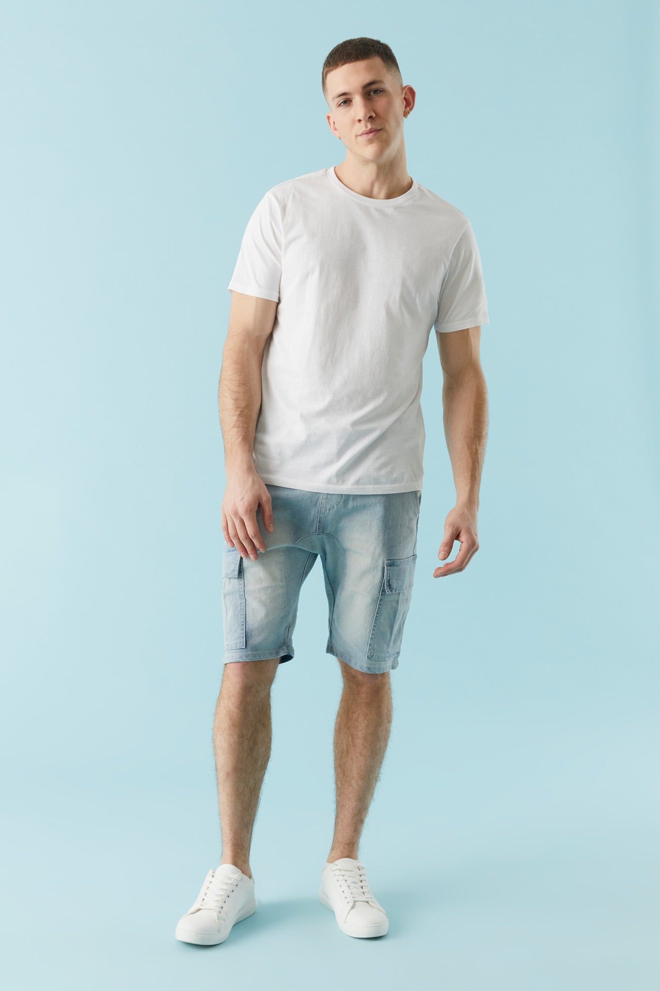 Light Wash Stretch Cargo Short sold by Charlotte Russe product image thumbnail 3