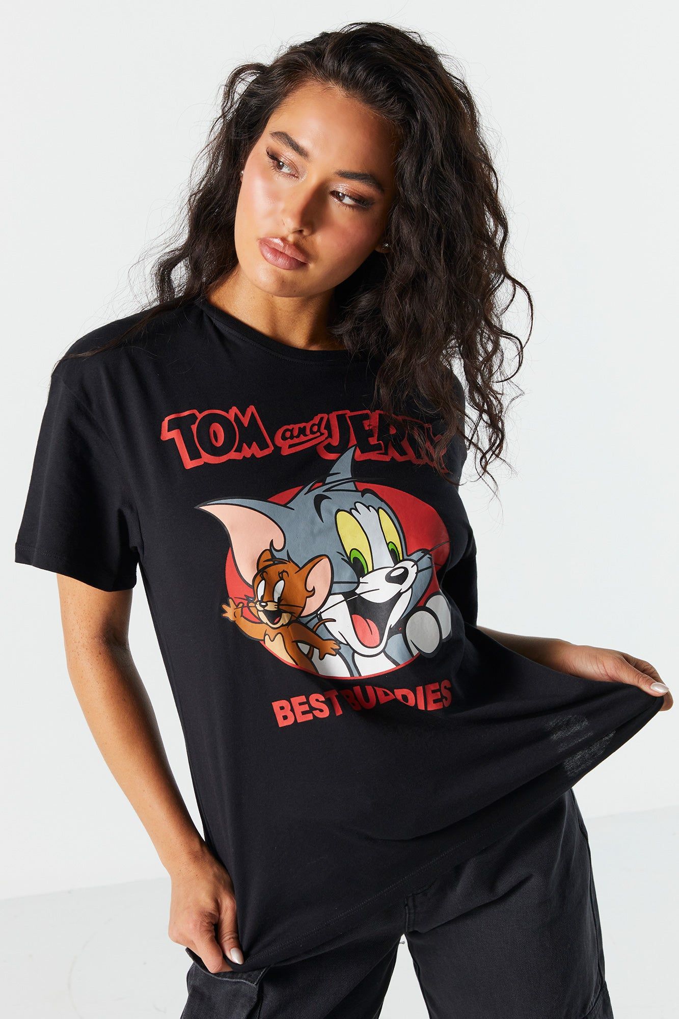 Tom and Jerry Graphic Boyfriend T-Shirt sold by Charlotte Russe
