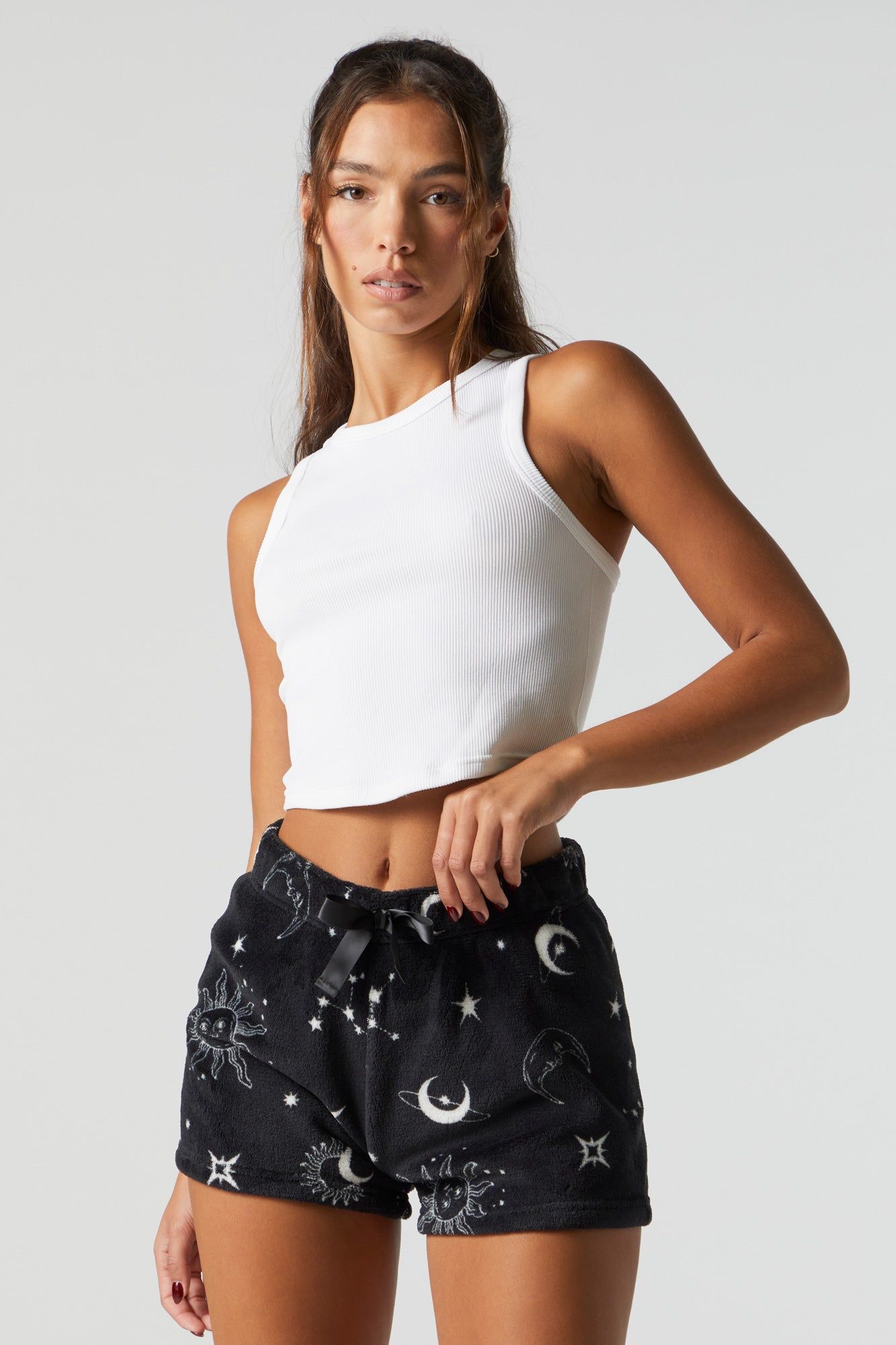 Celestial Print Plush Pajama Short sold by Charlotte Russe