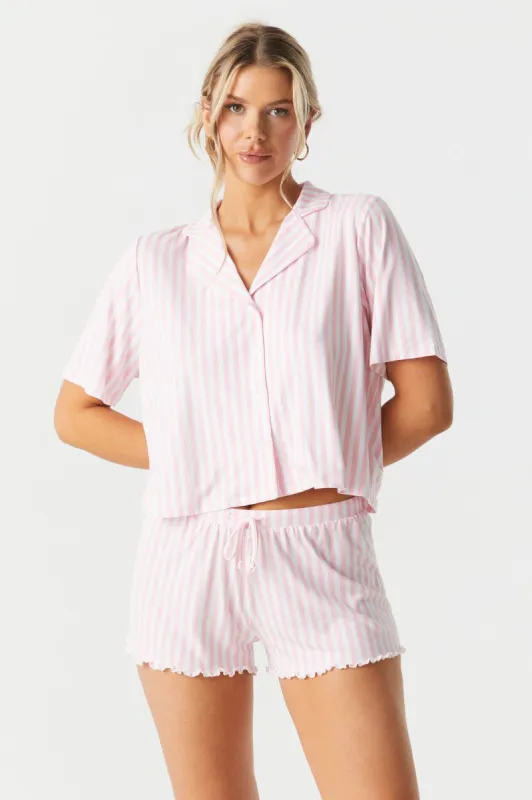 Soft Striped Button-Up Short Pajama Set sold by Charlotte Russe