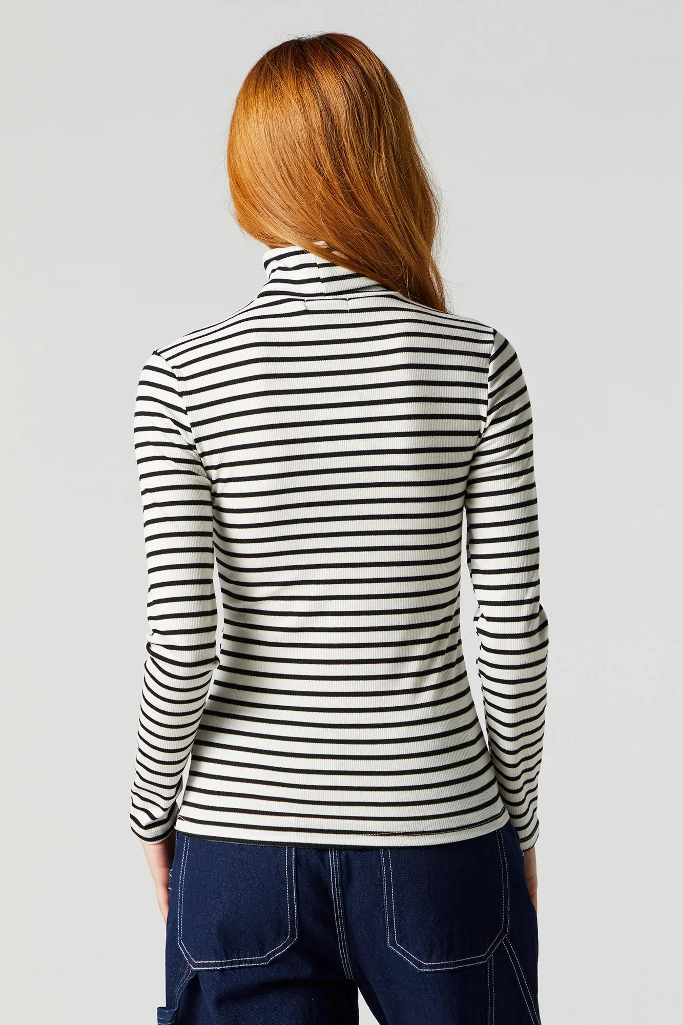 Striped Ribbed Turtleneck Long Sleeve Top sold by Charlotte Russe product image thumbnail 2