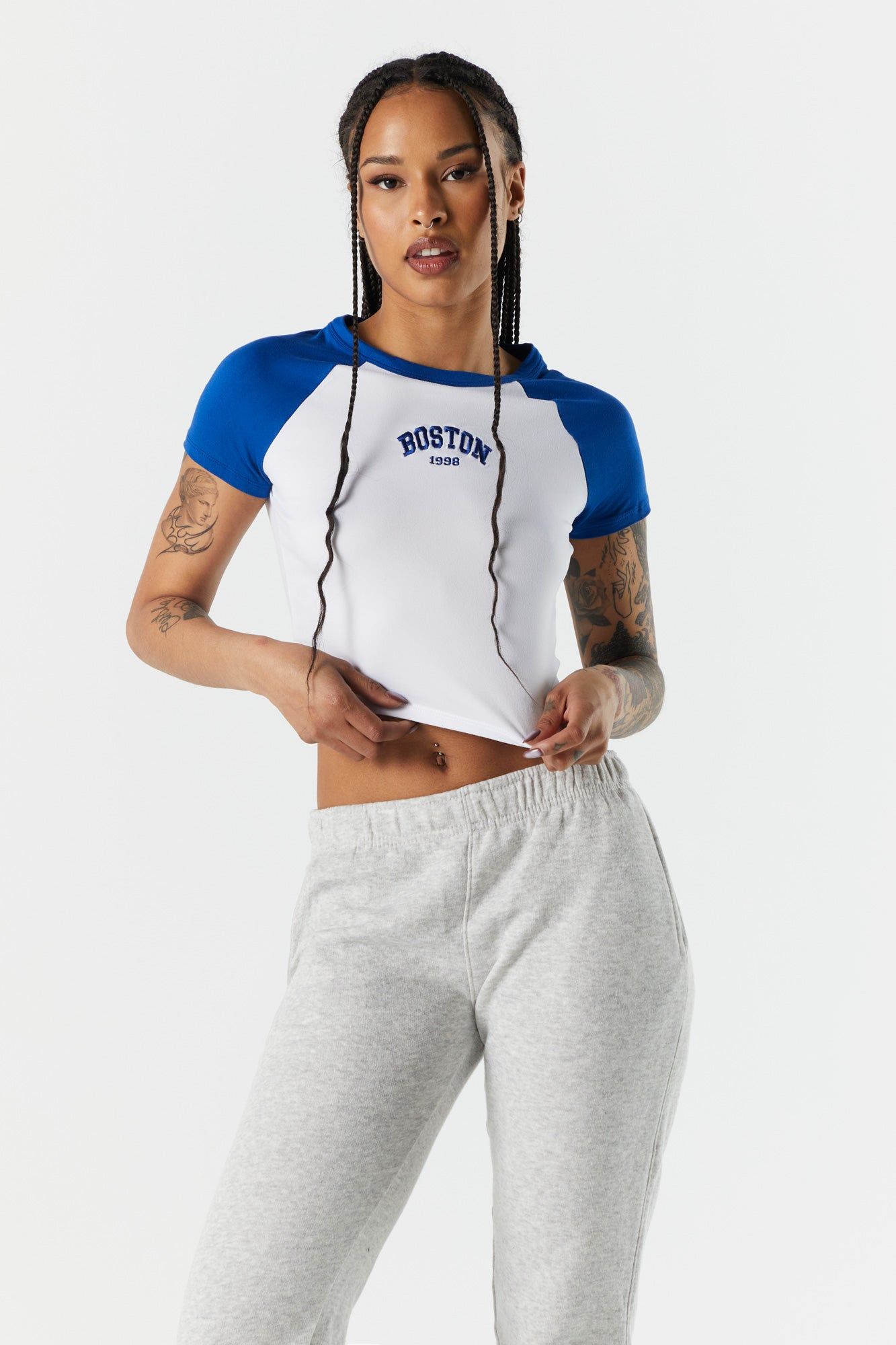 Chicago Graphic Cropped Raglan T-Shirt sold by Charlotte Russe product image thumbnail 4