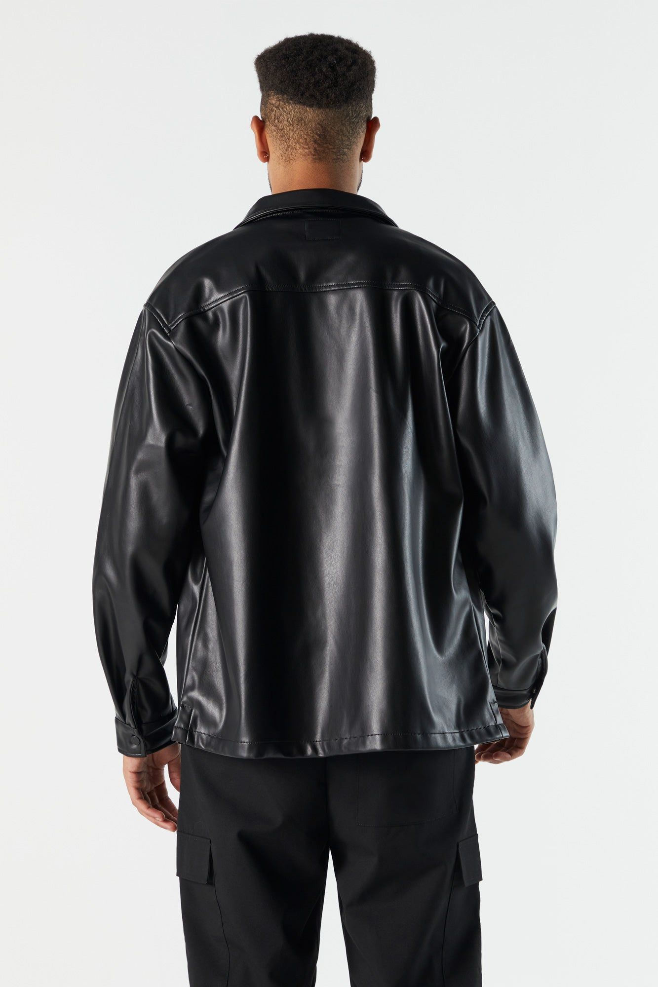 Faux Leather Button-Up Long Sleeve Top sold by Charlotte Russe product image thumbnail 3