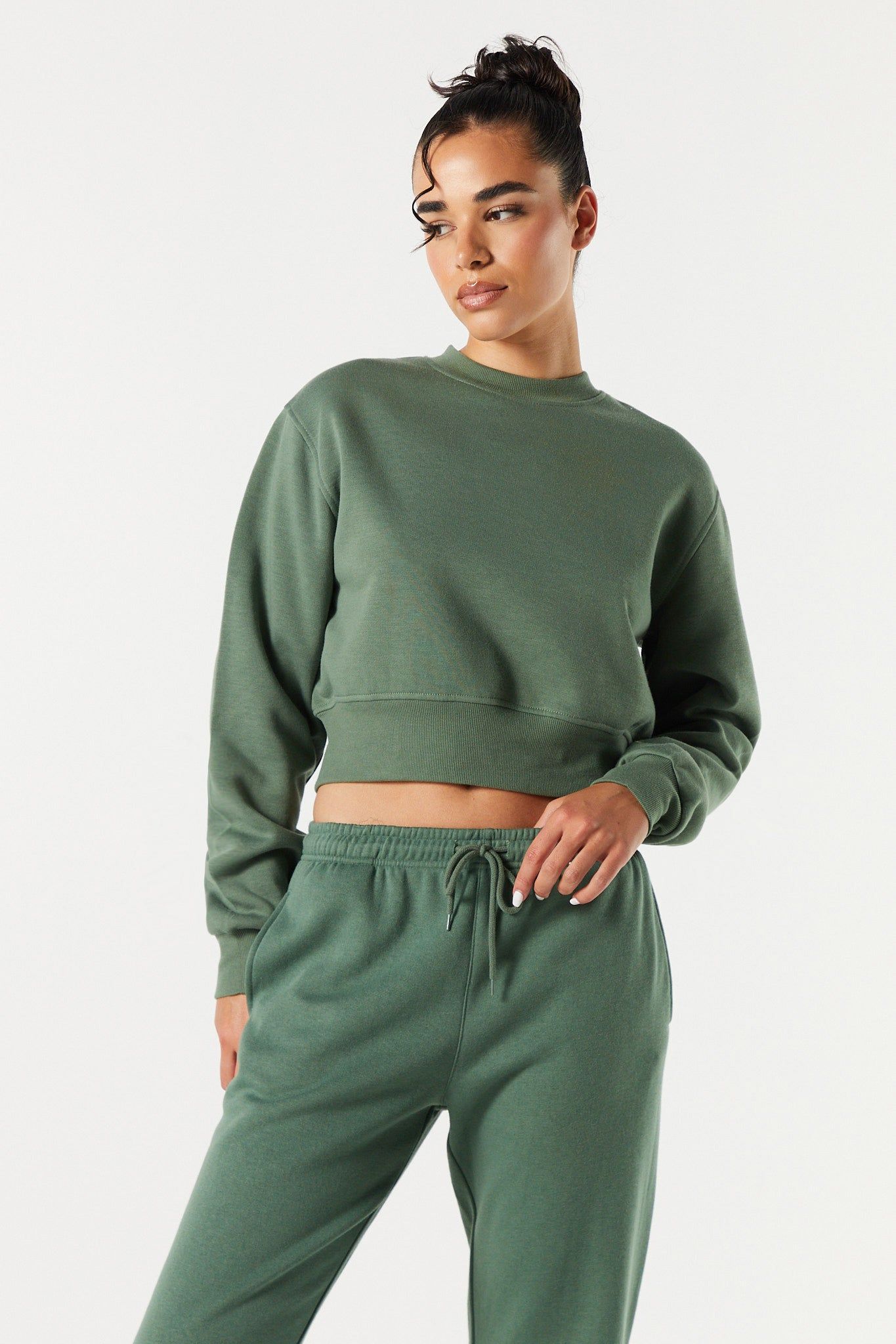 Colored Fleece Cropped Sweatshirt sold by Charlotte Russe product image thumbnail 4