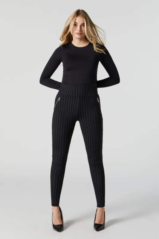 Pinstriped High Rise Zipper Pocket Legging sold by Charlotte Russe