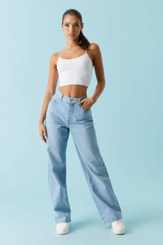 Refuge Light Wash Wide Leg Jean sold by Charlotte Russe