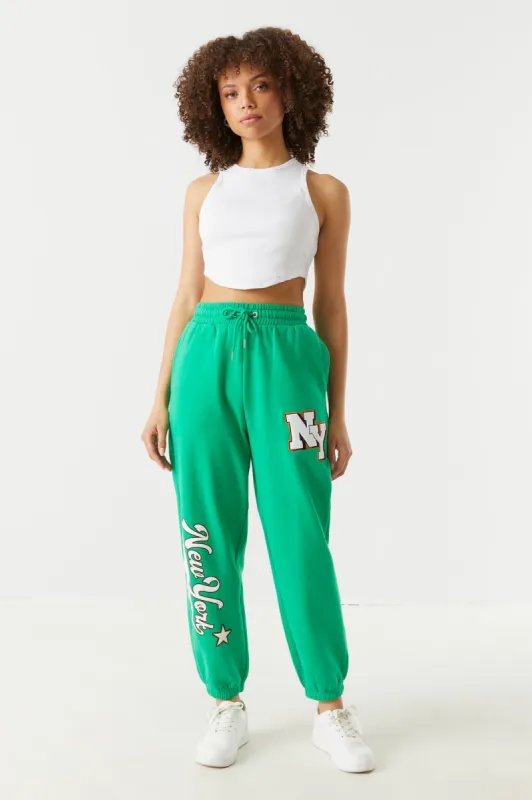 New York Graphic Fleece Jogger sold by Charlotte Russe