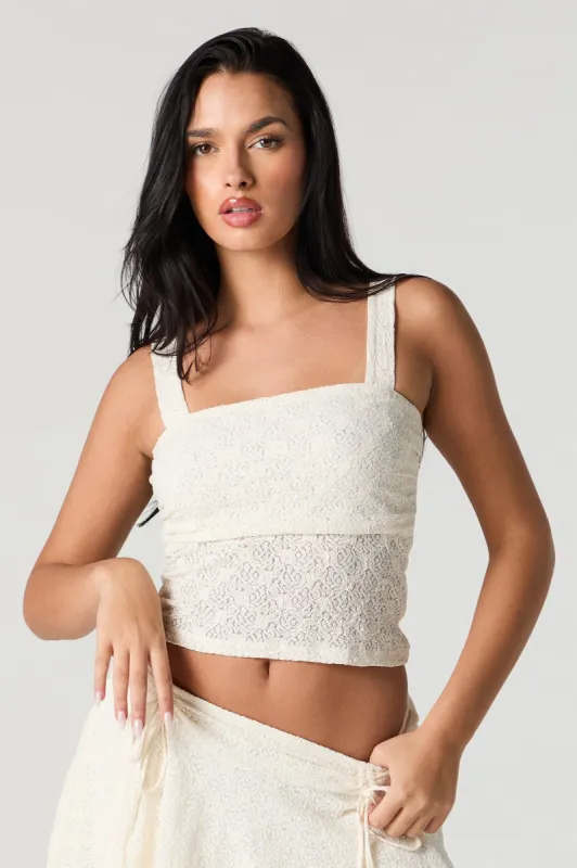 Lace Knit Square Neck Tank sold by Charlotte Russe