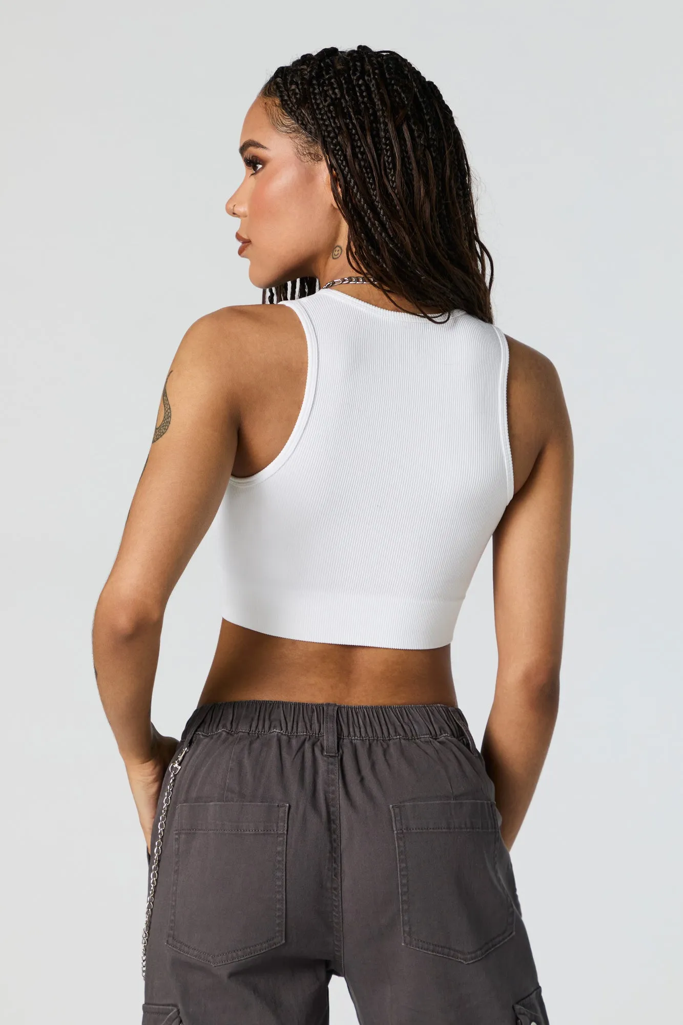 Seamless Ribbed High Neck Cropped Tank sold by Charlotte Russe product image thumbnail 2