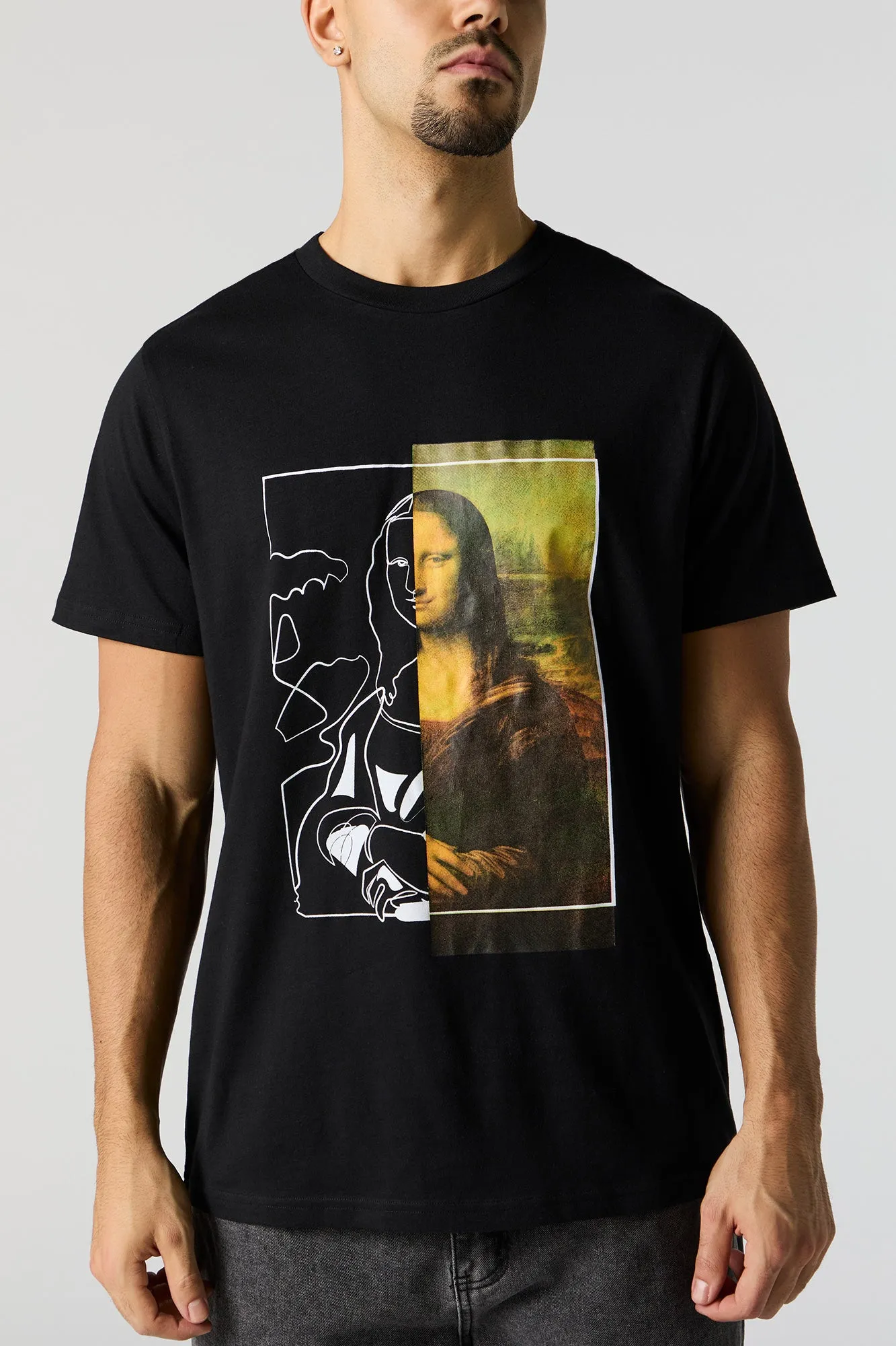 Split Mona Lisa Graphic T-Shirt sold by Charlotte Russe