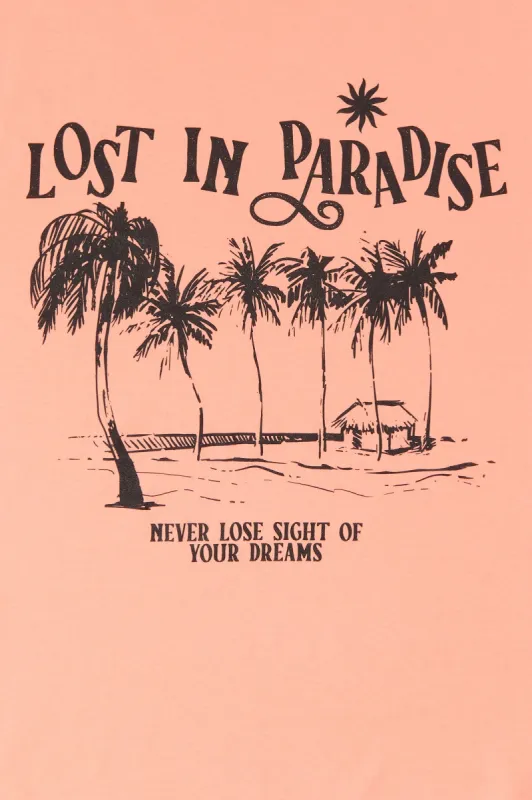 Lost In Paradise Graphic Boyfriend T-Shirt sold by Charlotte Russe