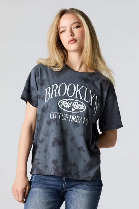 Brooklyn Graphic Tie-Dye T-Shirt sold by Charlotte Russe