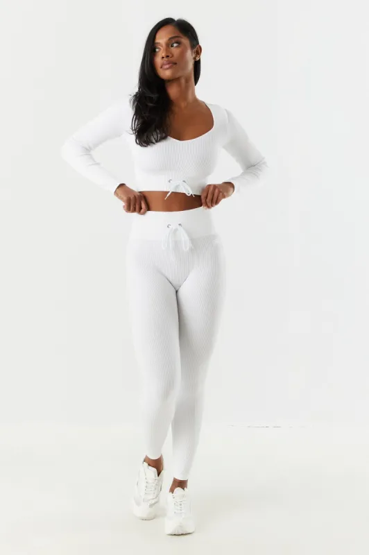 Sommer Ray Seamless Ribbed Drawstring Active Legging sold by Charlotte Russe