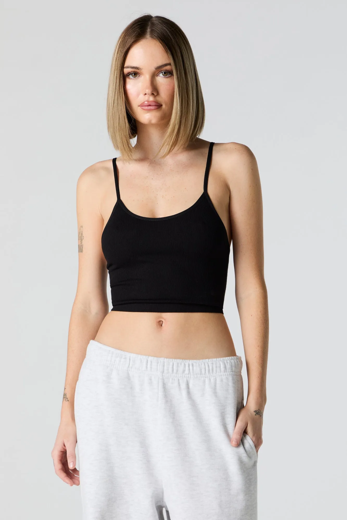 Seamless Ribbed Scoop Neck Cropped Cami sold by Charlotte Russe product image thumbnail 5