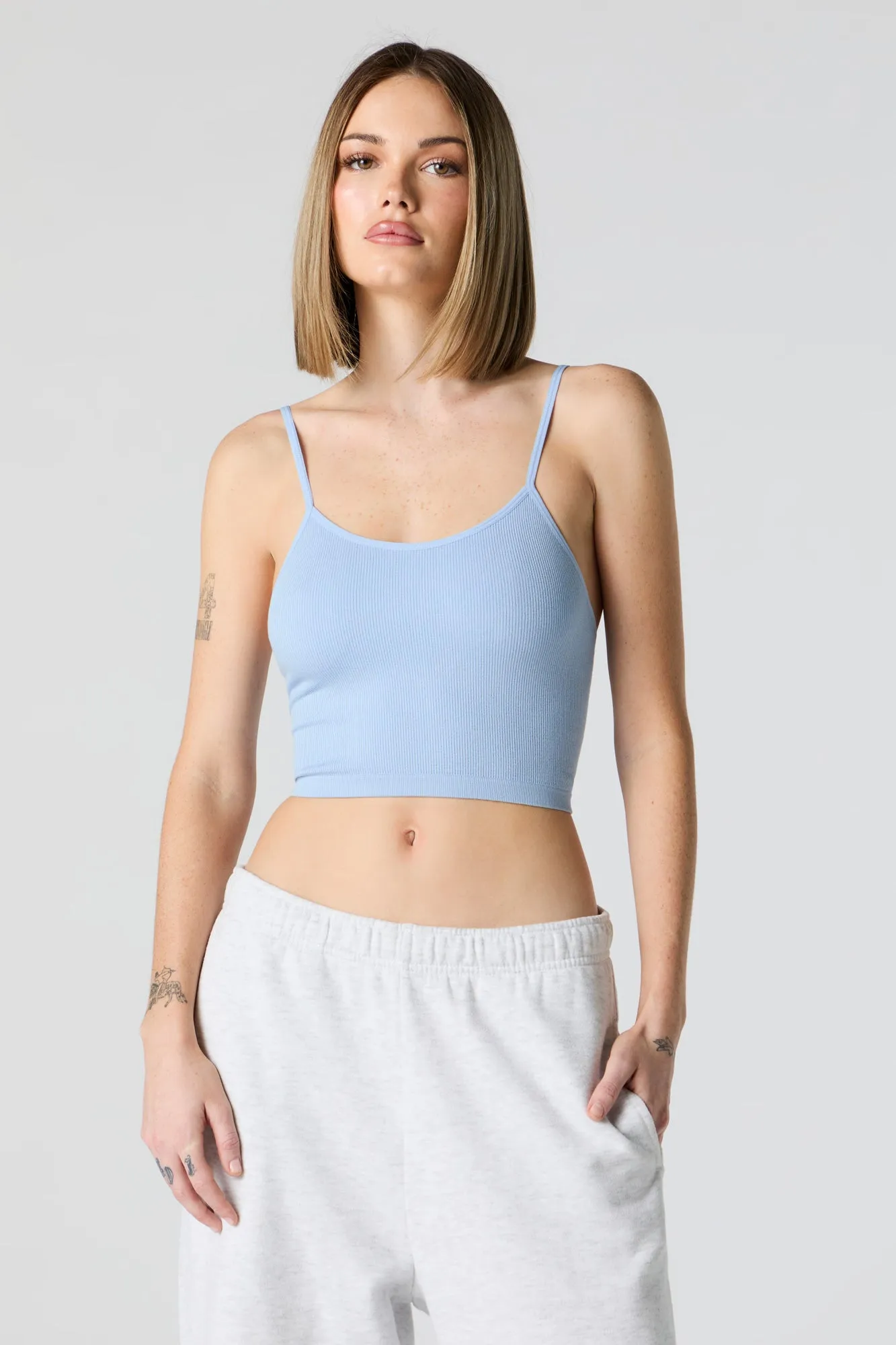 Seamless Ribbed Scoop Neck Cropped Cami sold by Charlotte Russe product image thumbnail 4