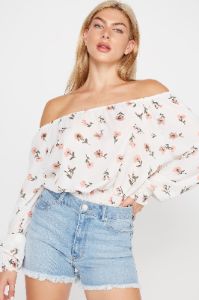 Floral Off The Shoulder Smocked Peasant Top sold by Charlotte Russe