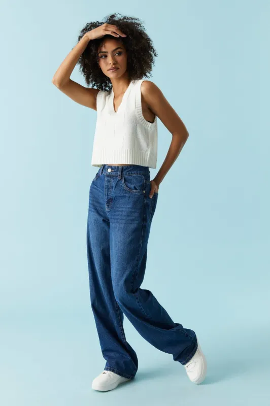 Refuge Dark Wash Wide Leg Jean sold by Charlotte Russe