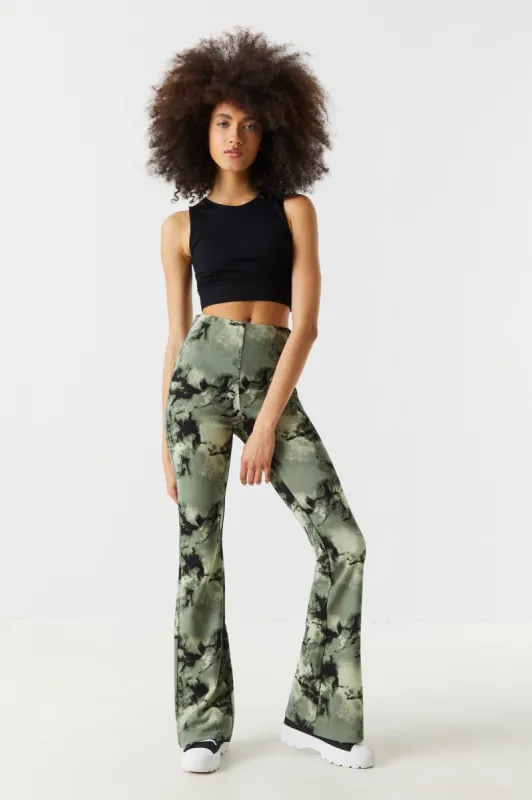Printed High-Rise Crepe Knit Flare Pant sold by Charlotte Russe