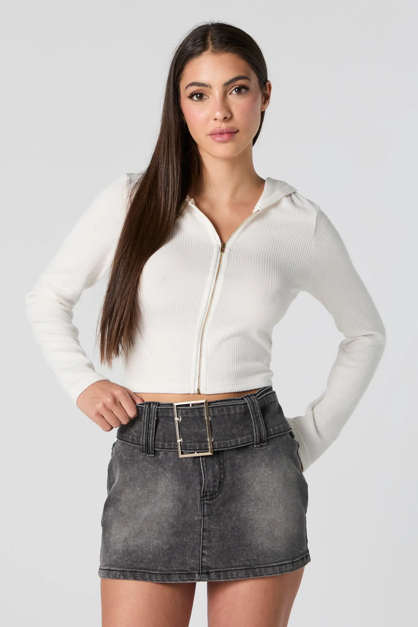 Denim Belted Mini Skirt sold by Charlotte Russe