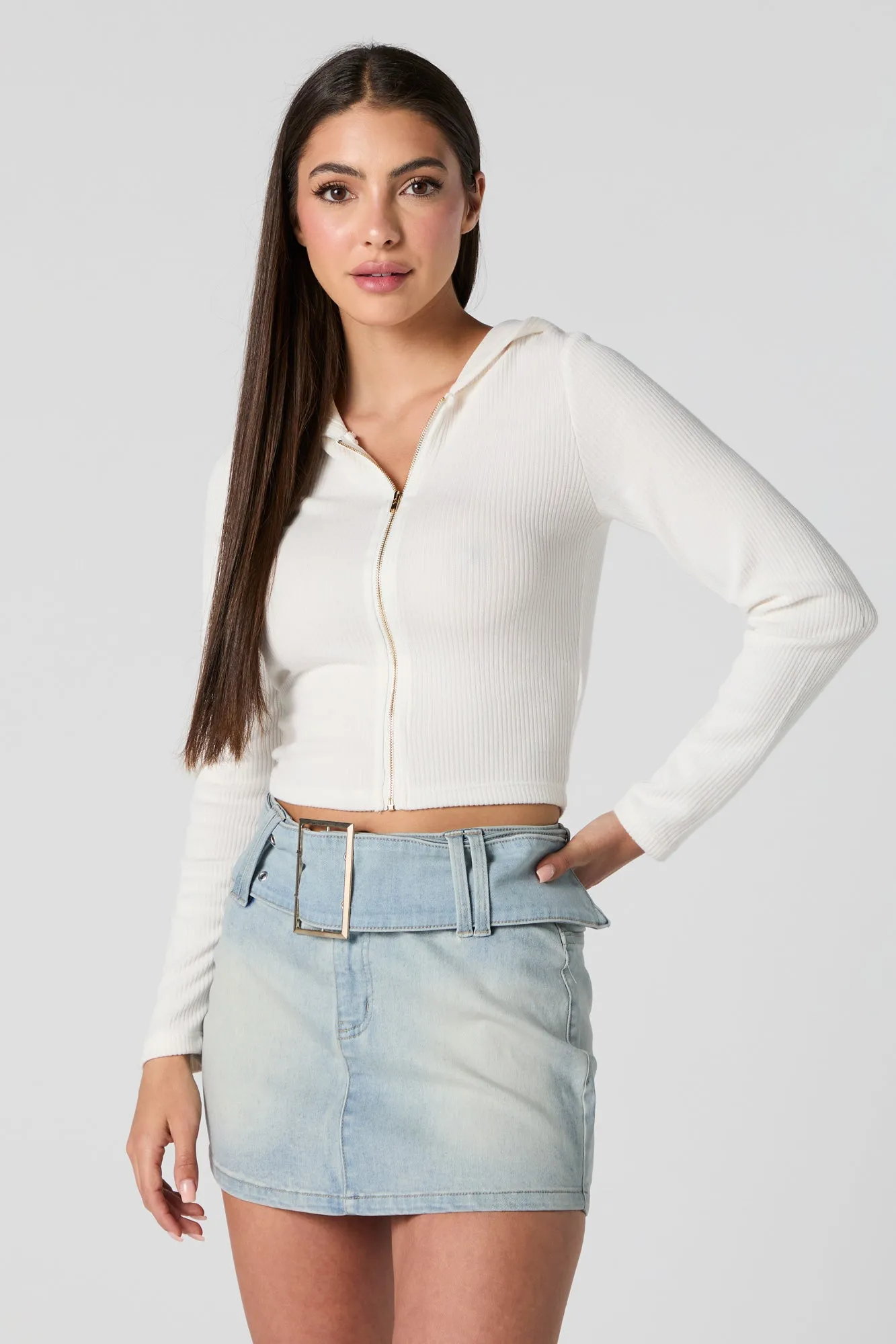 Denim Belted Mini Skirt sold by Charlotte Russe product image thumbnail 4