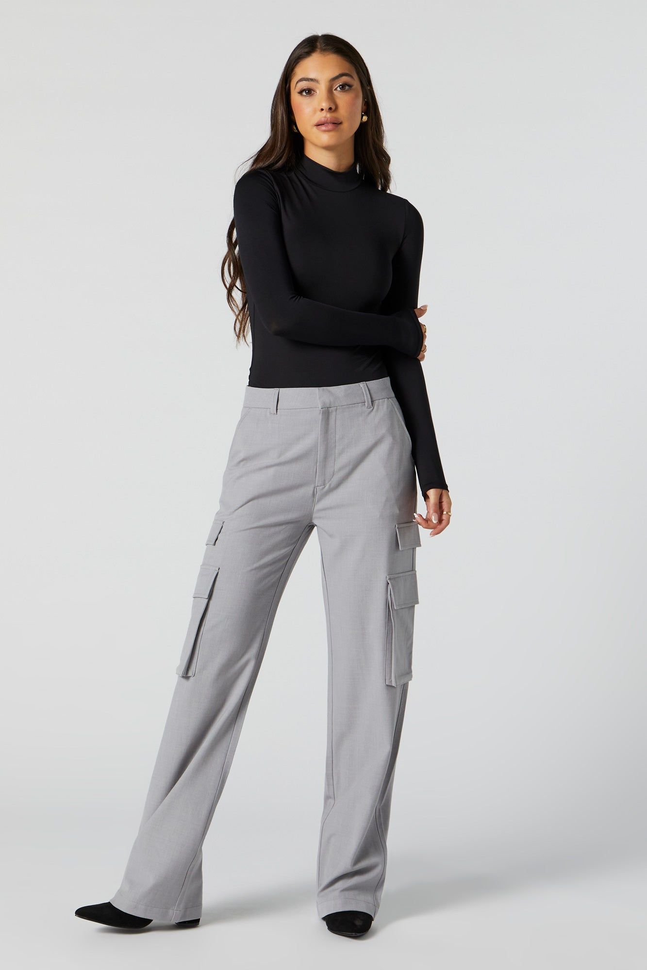 Grey Cargo Pocket Dress Pant sold by Charlotte Russe