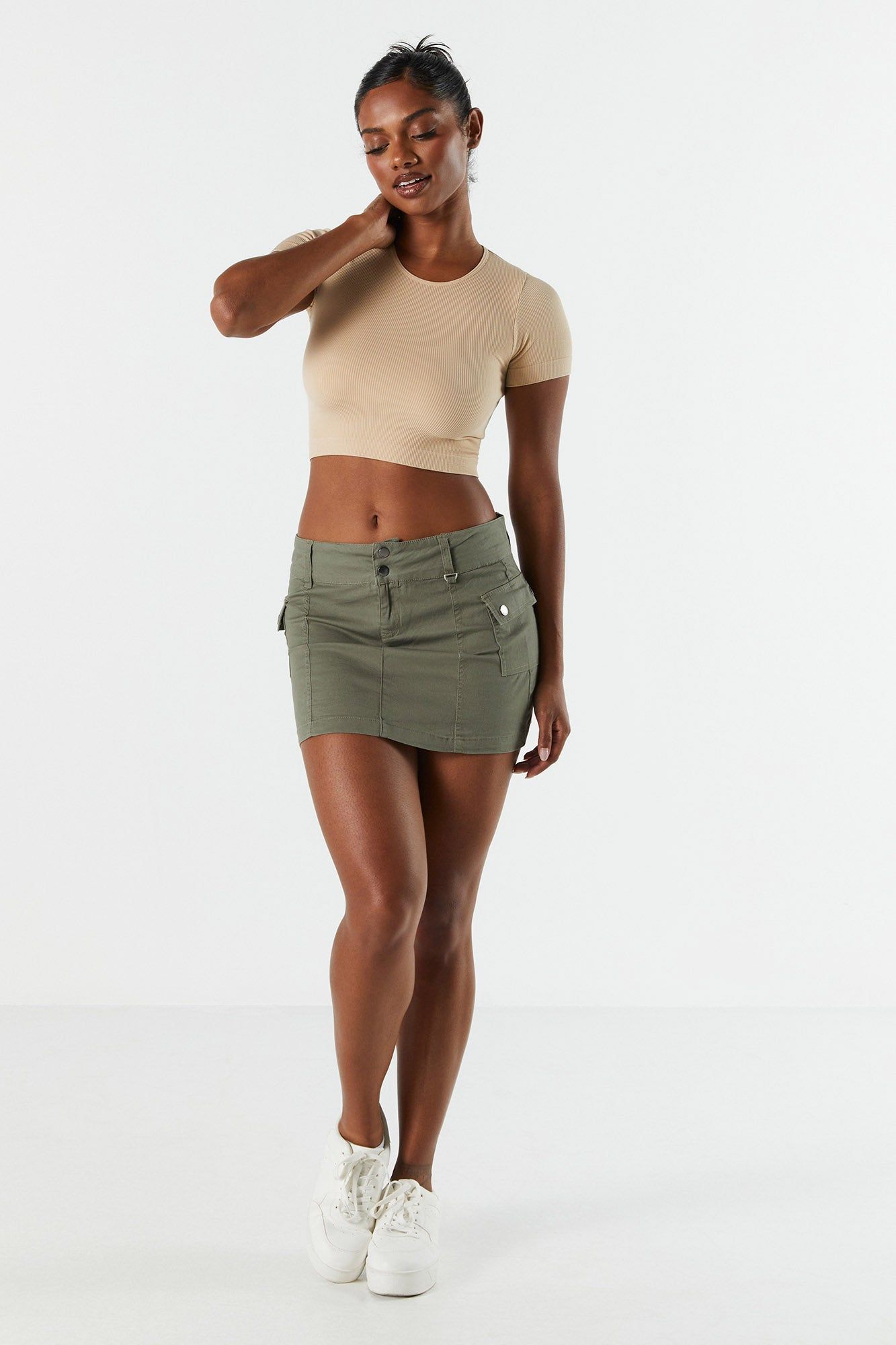 Seamless Ribbed Cropped T-Shirt sold by Charlotte Russe product image thumbnail 3