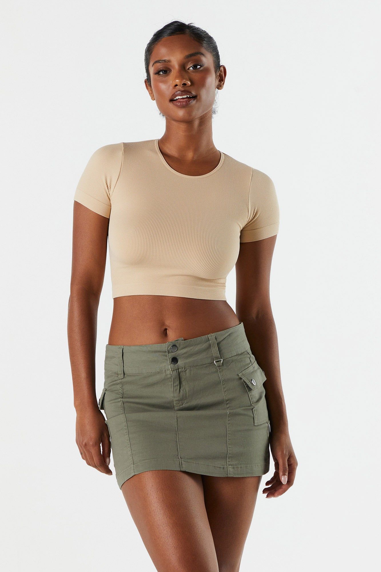 Seamless Ribbed Cropped T-Shirt sold by Charlotte Russe