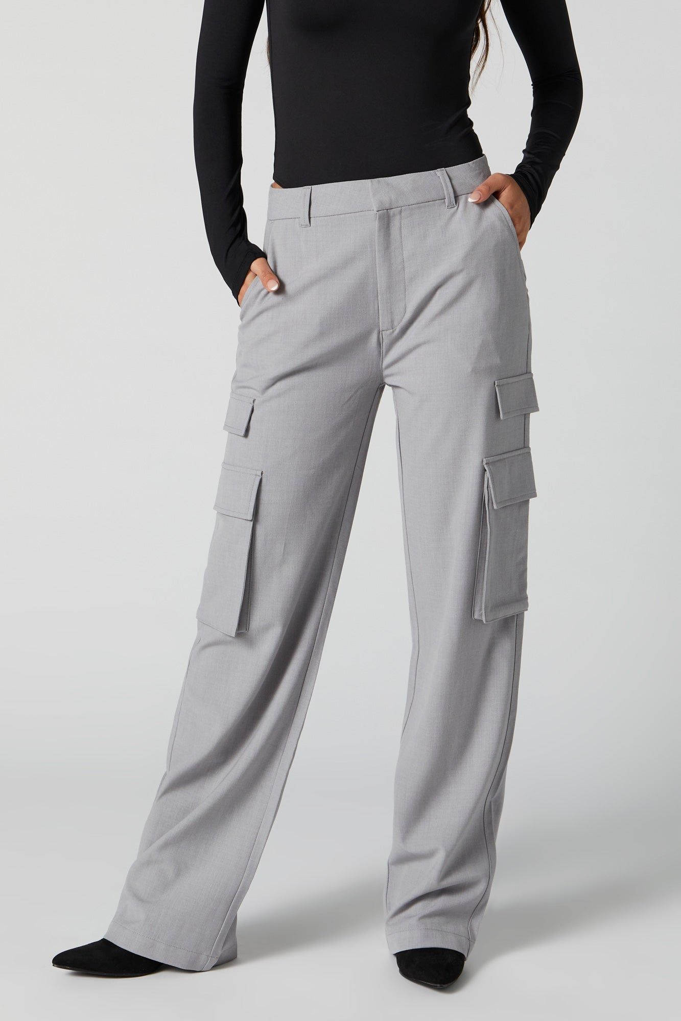 Grey Cargo Pocket Dress Pant sold by Charlotte Russe product image thumbnail 2