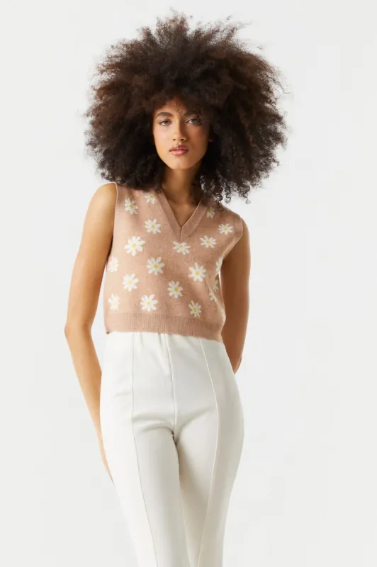 Daisy V-Neck Cropped Knit Vest sold by Charlotte Russe