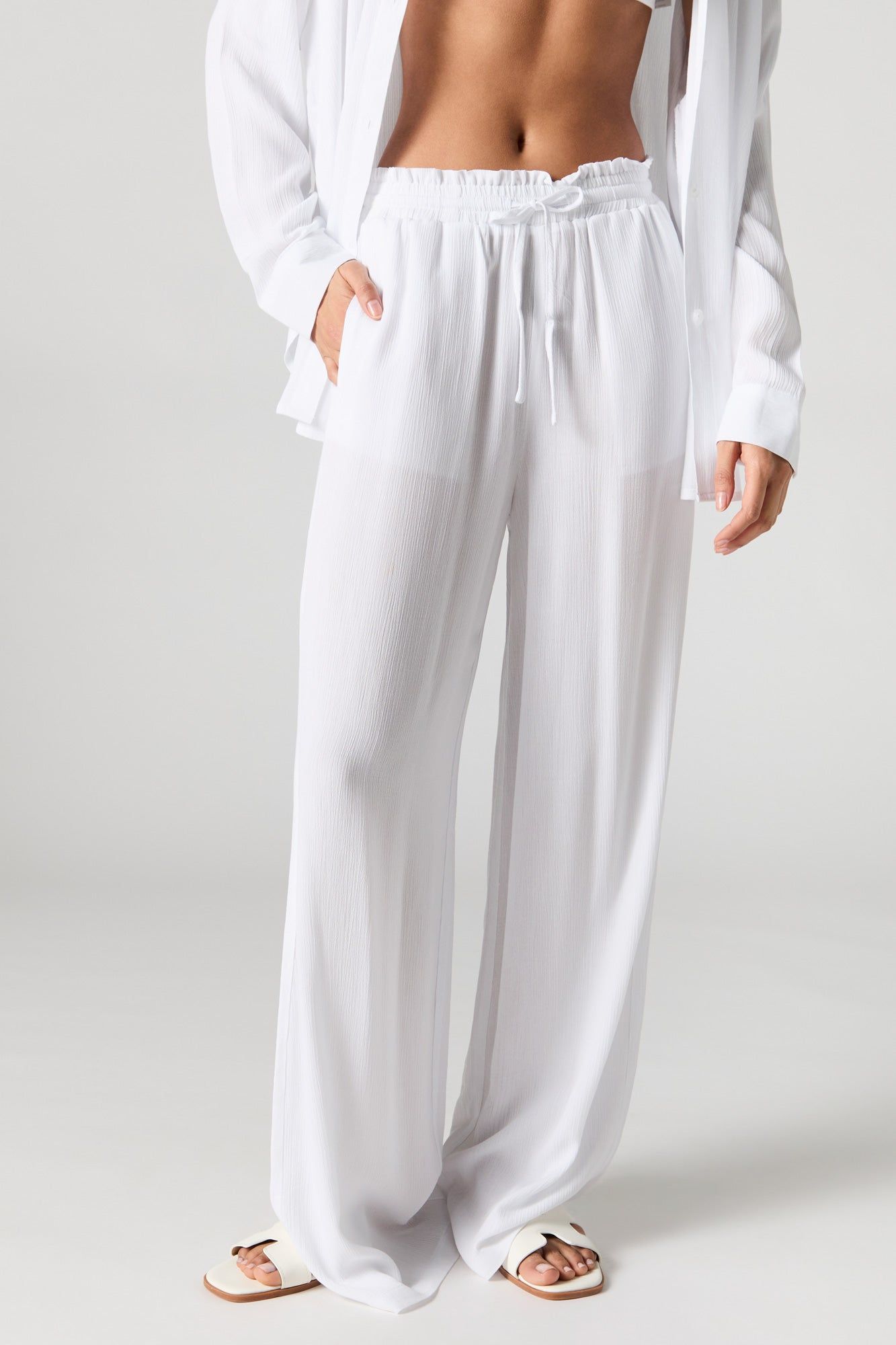 Textured Drawstring Wide Leg Pant sold by Charlotte Russe product image thumbnail 5