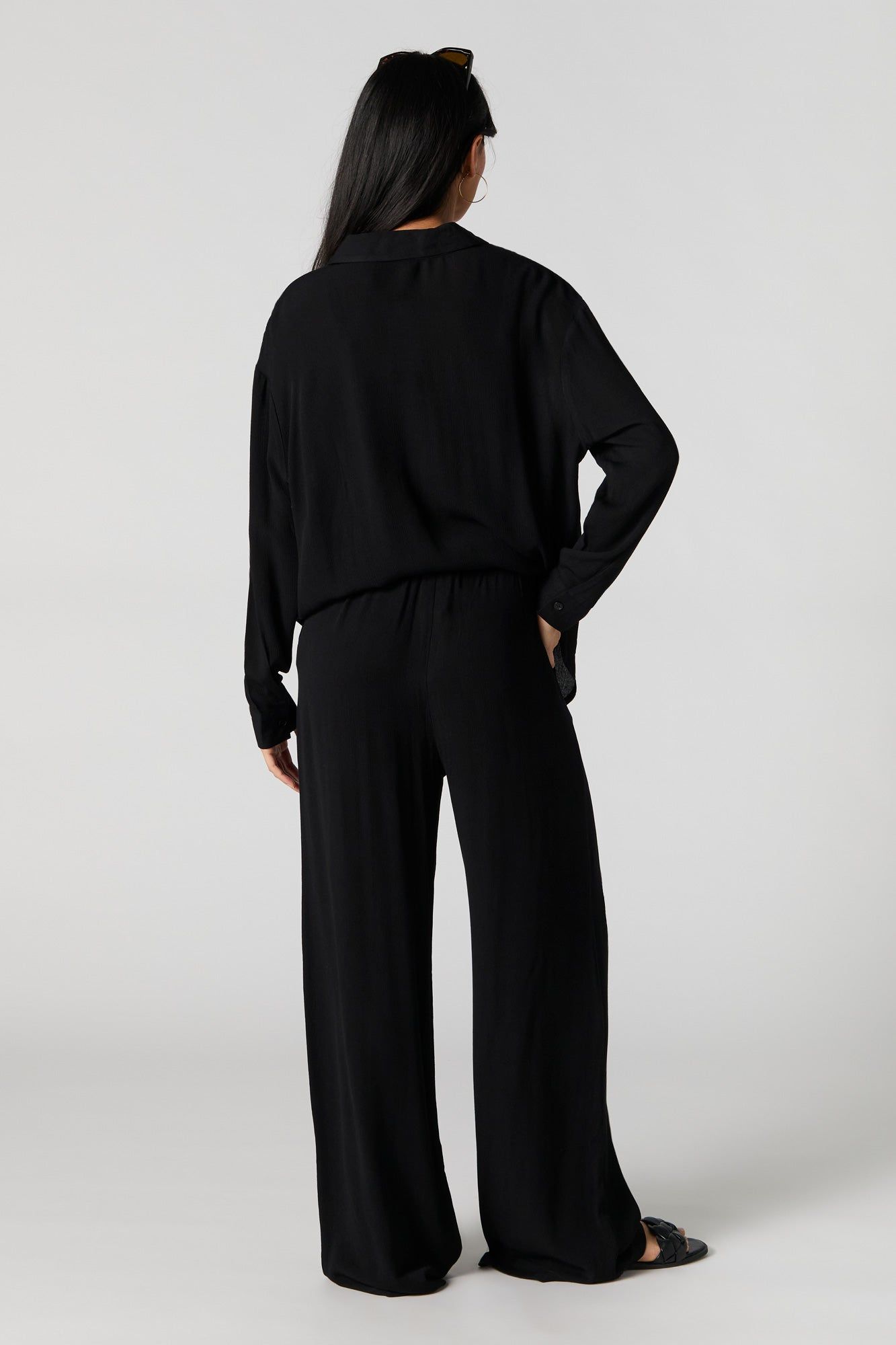 Textured Drawstring Wide Leg Pant sold by Charlotte Russe product image thumbnail 3