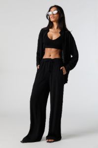 Textured Drawstring Wide Leg Pant sold by Charlotte Russe