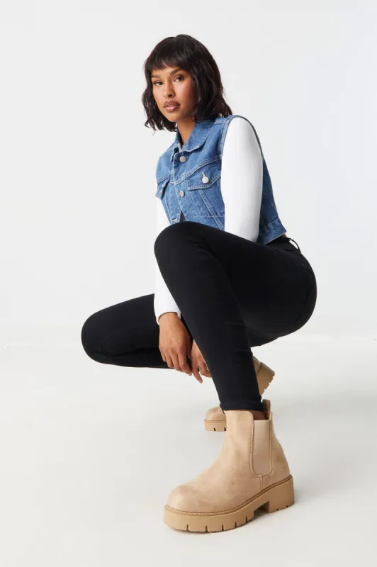 Suede Heavy Lug Sole Gore Boot sold by Charlotte Russe