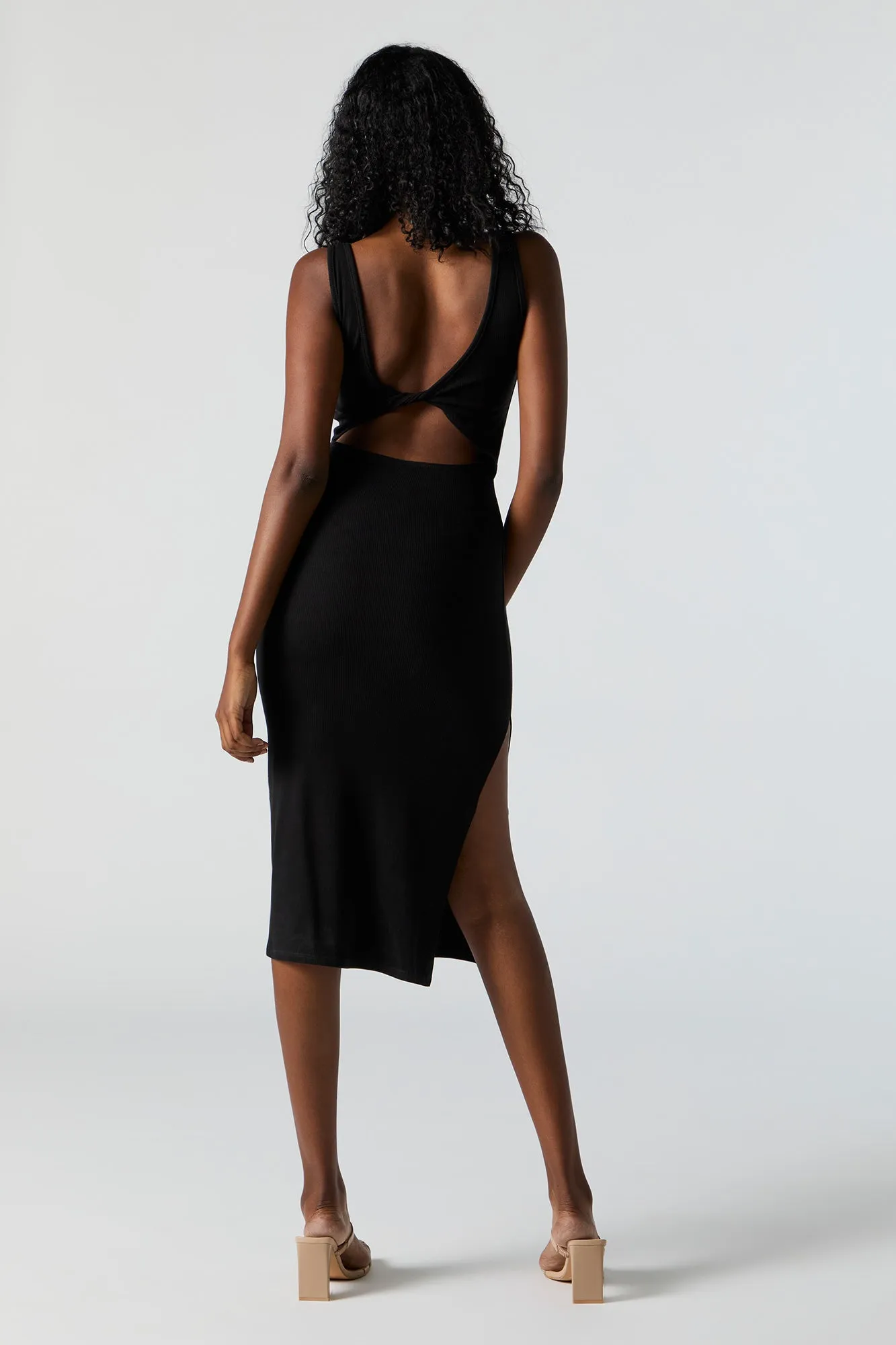 Ribbed Reversible Twist Midi Dress sold by Charlotte Russe product image thumbnail 2