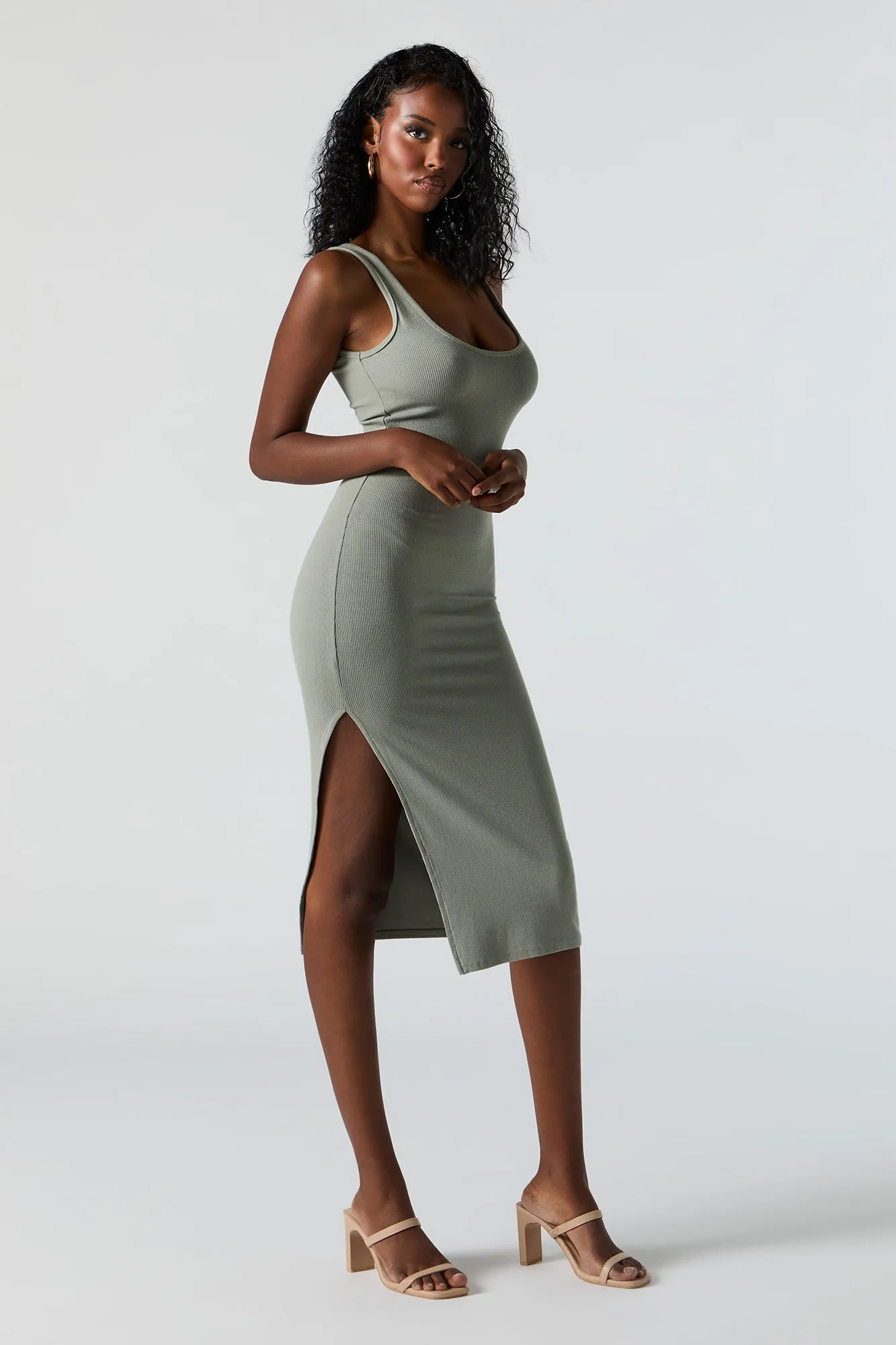 Ribbed Reversible Twist Midi Dress sold by Charlotte Russe product image thumbnail 4