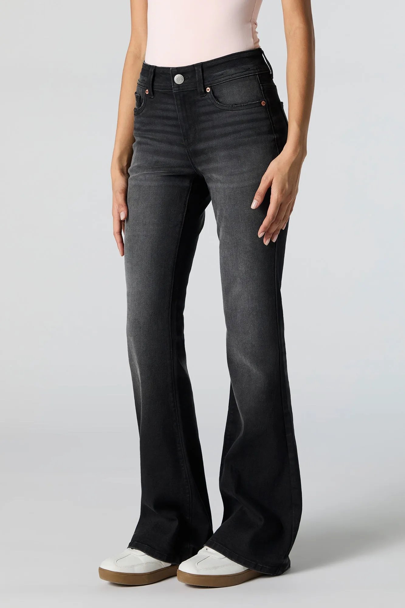 Austin Black Vintage Wash Low Rise Flare Jean sold by Charlotte Russe product image thumbnail 2