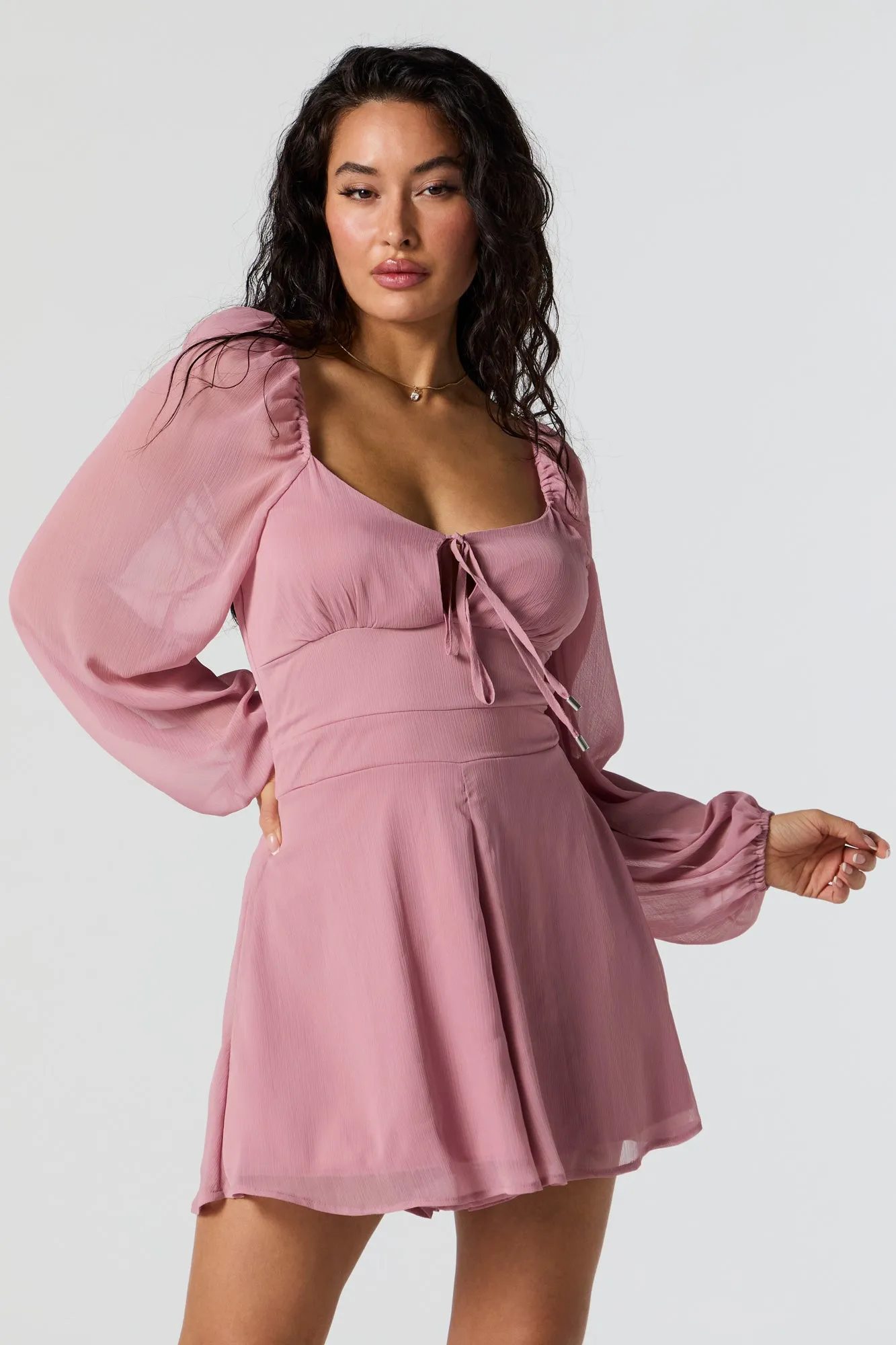 Milkmaid Long Sleeve Romper sold by Charlotte Russe