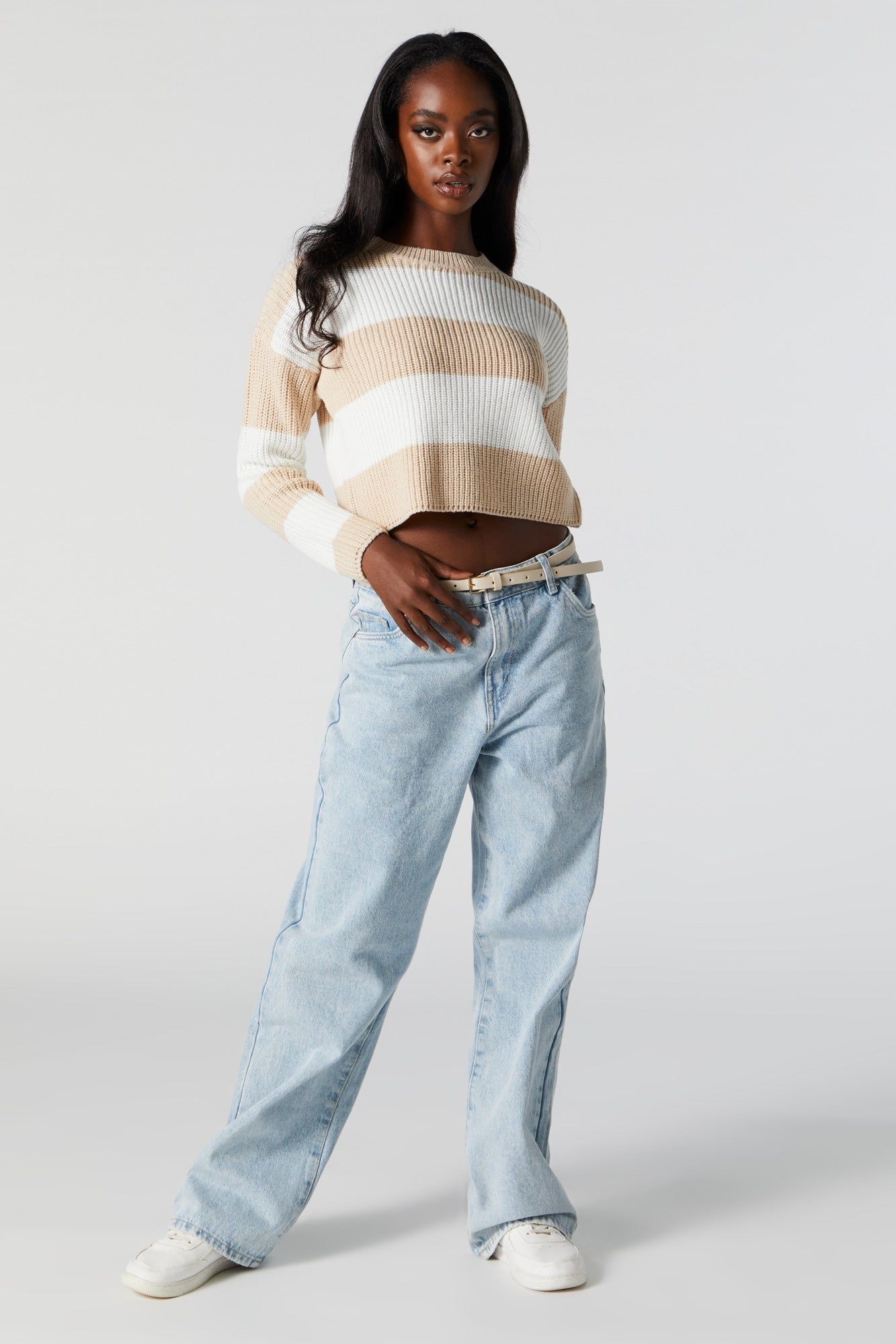 Striped Ribbed Knit Sweater sold by Charlotte Russe product image thumbnail 4