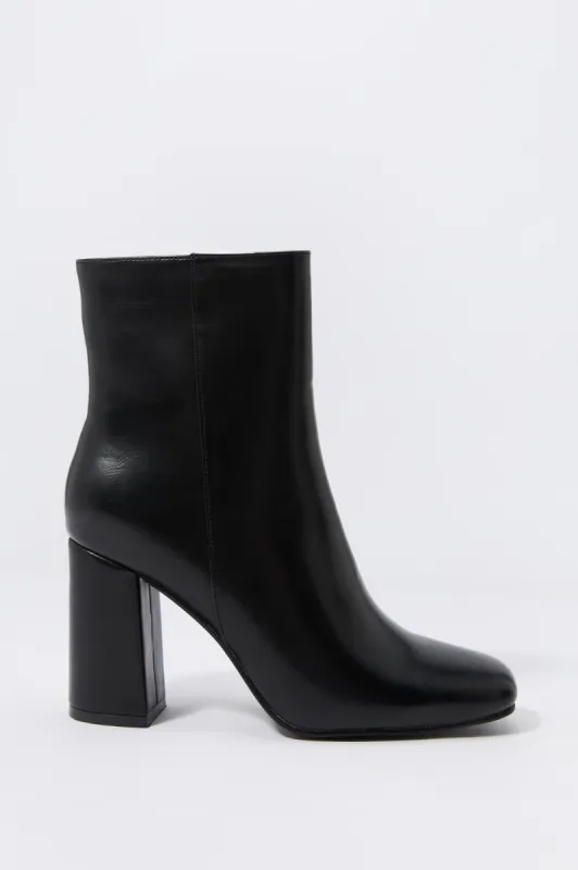 Faux Leather Square Toe Heeled Boot sold by Charlotte Russe