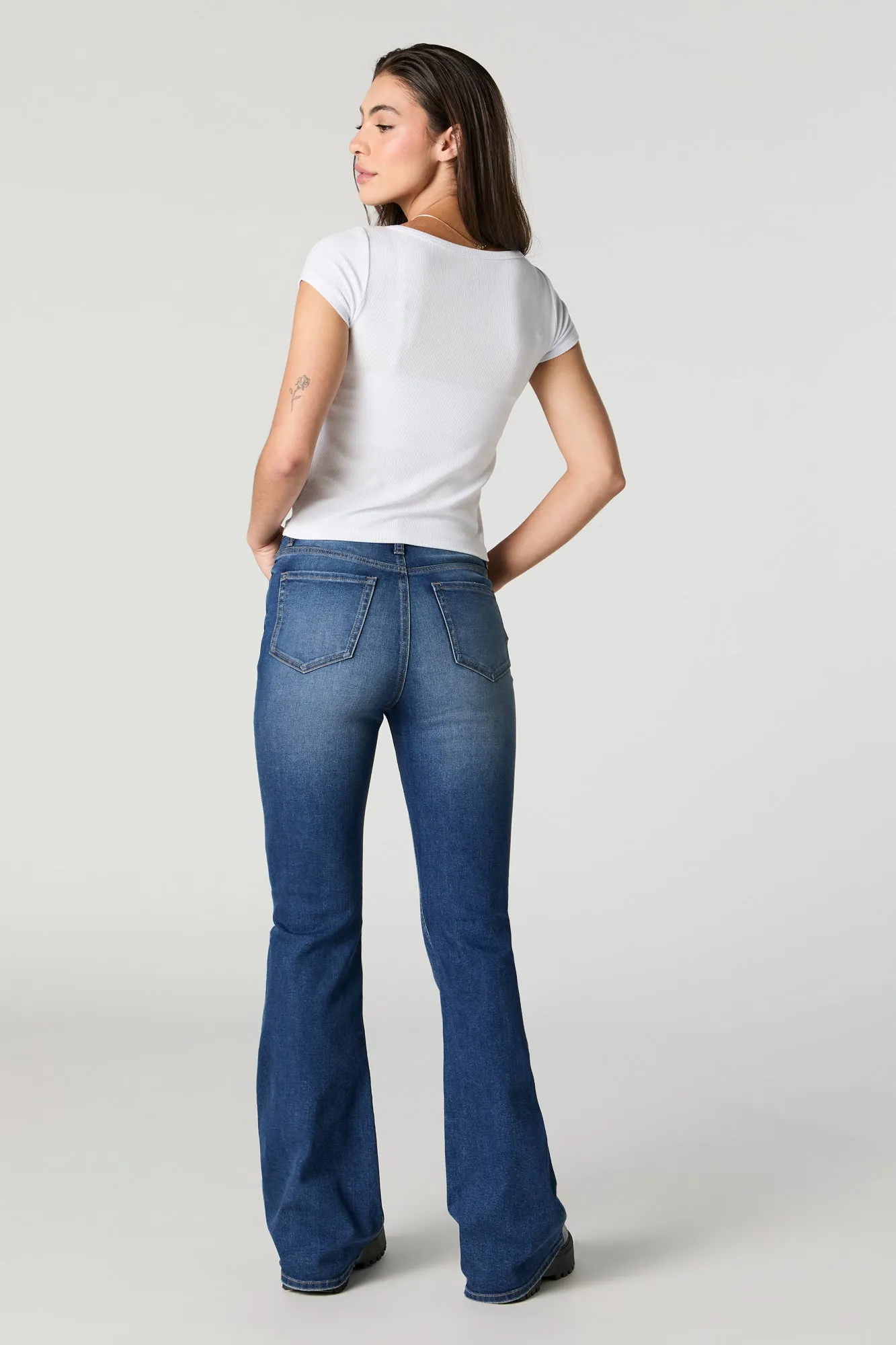 Austin Dark Vintage Wash High-Rise Flare Jean sold by Charlotte Russe product image thumbnail 3