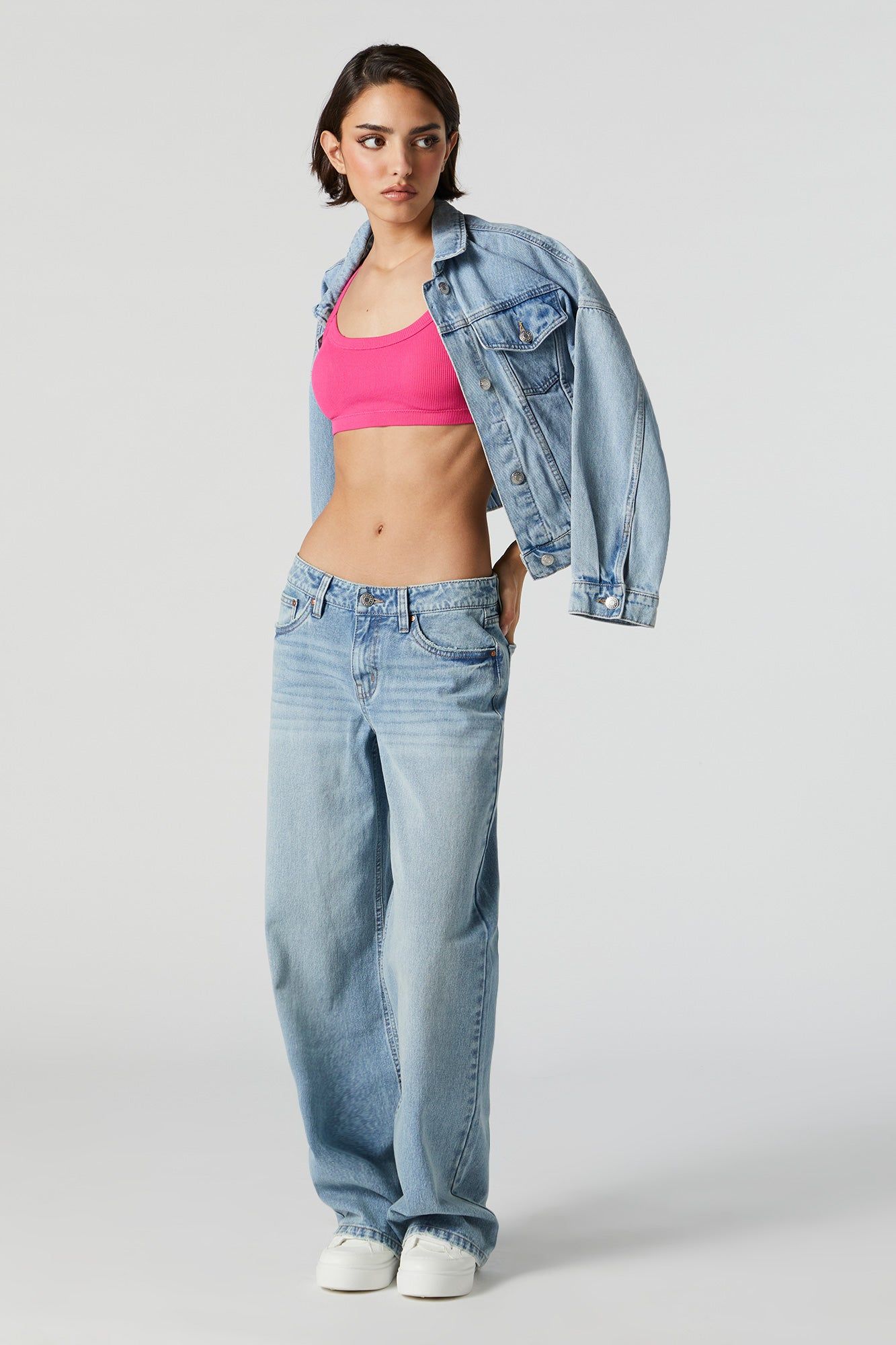 Medium Blue Wide Leg Low Rise Skater Jean sold by Charlotte Russe