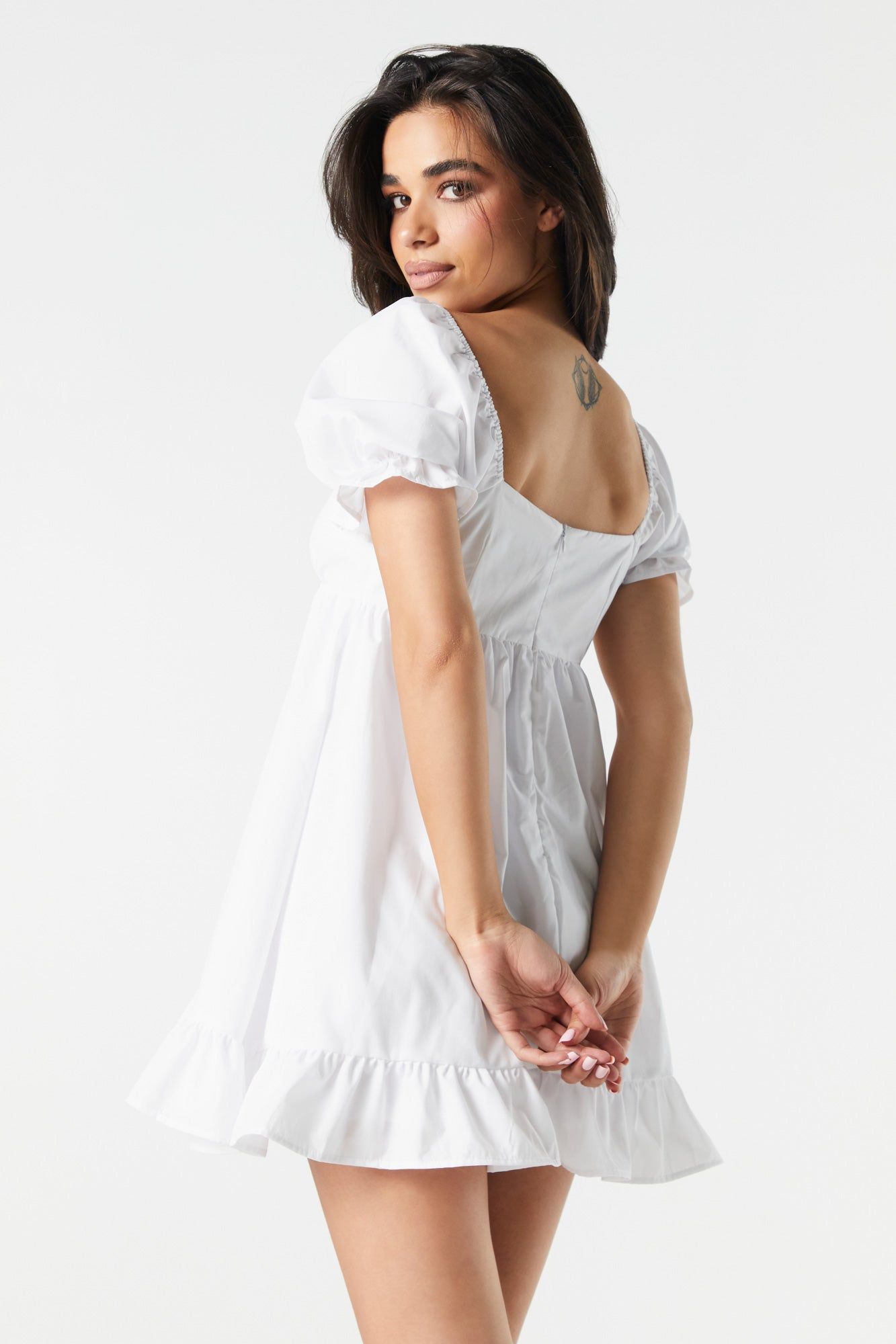 Puff Sleeve Babydoll Mini Dress sold by Charlotte Russe product image thumbnail 3