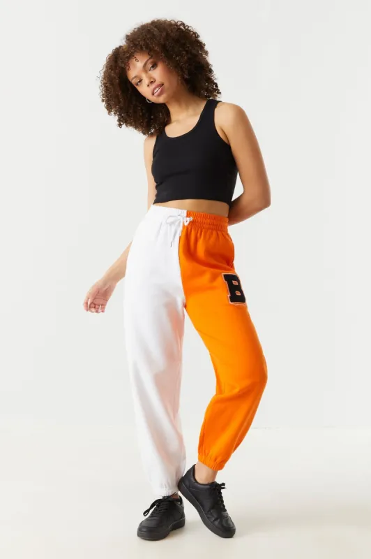 Letter B Graphic Colour Block Fleece Jogger sold by Charlotte Russe