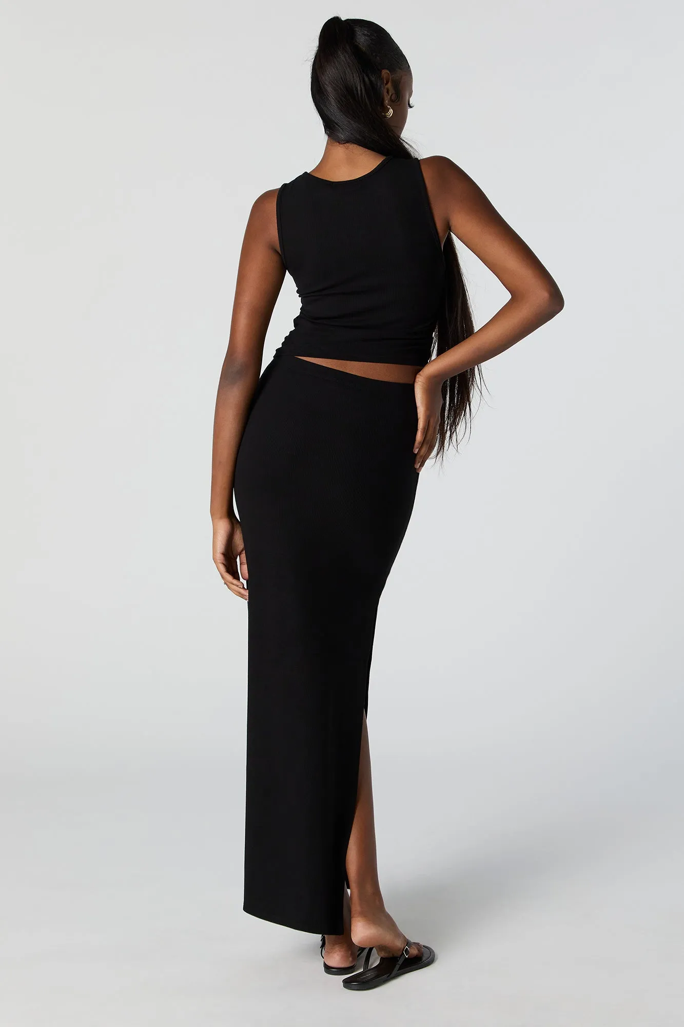 Ribbed Slit Maxi Skirt sold by Charlotte Russe product image thumbnail 4