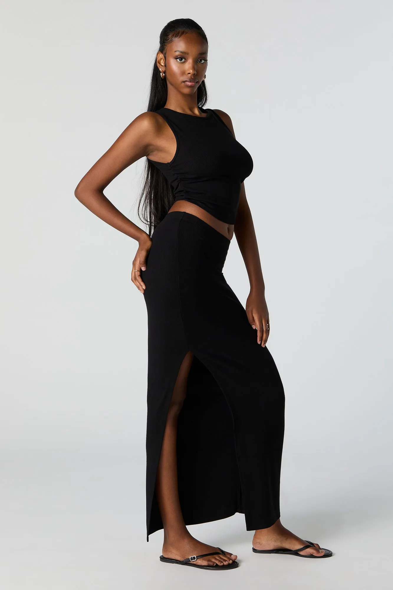 Ribbed Slit Maxi Skirt sold by Charlotte Russe product image thumbnail 3